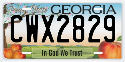 GA license plate CWX2829