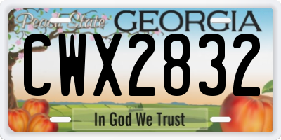GA license plate CWX2832