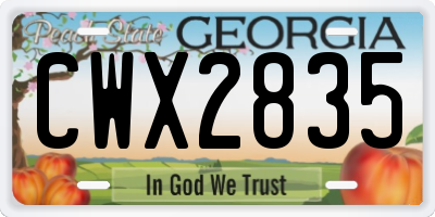 GA license plate CWX2835