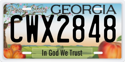 GA license plate CWX2848