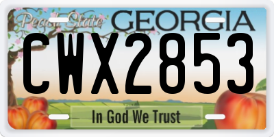 GA license plate CWX2853