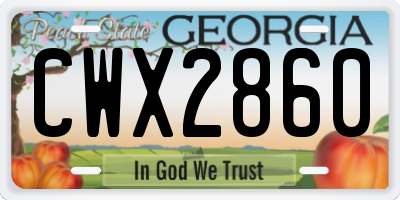 GA license plate CWX2860