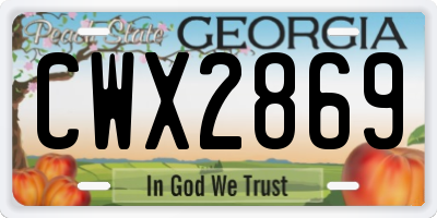 GA license plate CWX2869