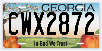 GA license plate CWX2872