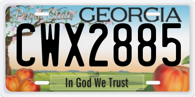 GA license plate CWX2885