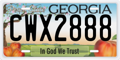 GA license plate CWX2888