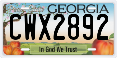 GA license plate CWX2892