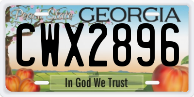 GA license plate CWX2896