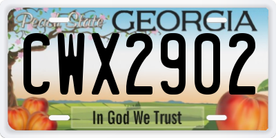 GA license plate CWX2902