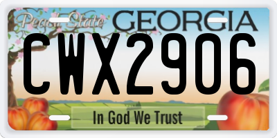 GA license plate CWX2906