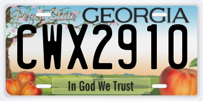 GA license plate CWX2910