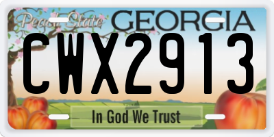 GA license plate CWX2913