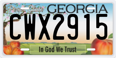 GA license plate CWX2915