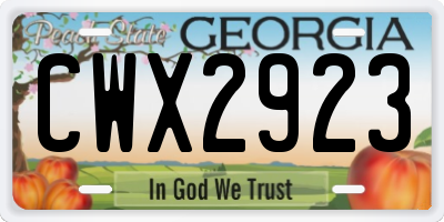 GA license plate CWX2923