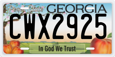 GA license plate CWX2925