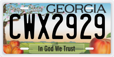 GA license plate CWX2929