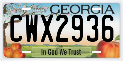 GA license plate CWX2936