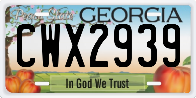 GA license plate CWX2939