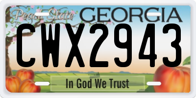 GA license plate CWX2943