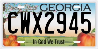GA license plate CWX2945