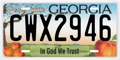 GA license plate CWX2946