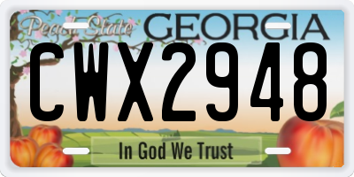 GA license plate CWX2948
