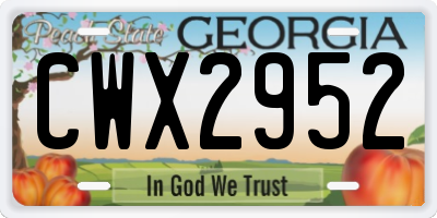 GA license plate CWX2952