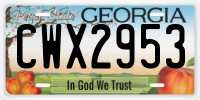 GA license plate CWX2953