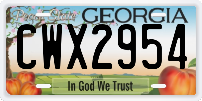 GA license plate CWX2954