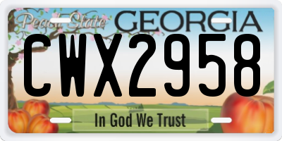 GA license plate CWX2958