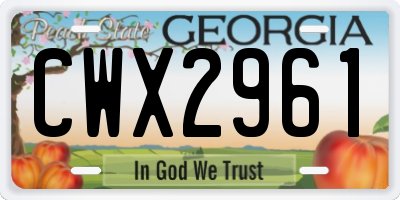 GA license plate CWX2961