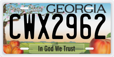 GA license plate CWX2962