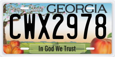 GA license plate CWX2978