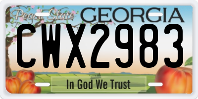 GA license plate CWX2983