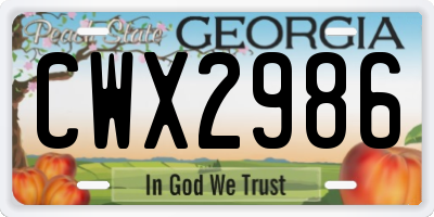 GA license plate CWX2986