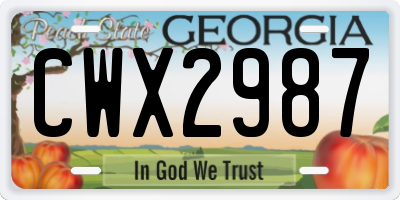 GA license plate CWX2987