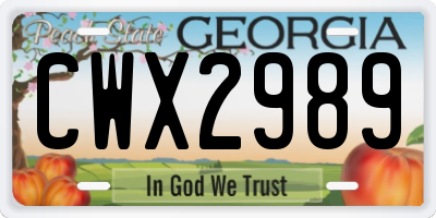 GA license plate CWX2989