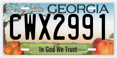 GA license plate CWX2991