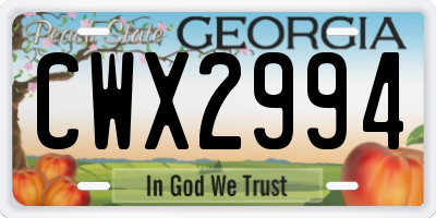 GA license plate CWX2994