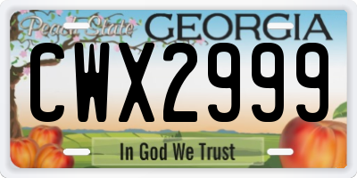 GA license plate CWX2999