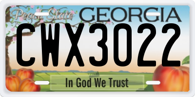 GA license plate CWX3022