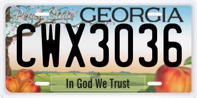 GA license plate CWX3036