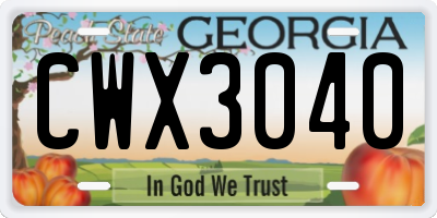 GA license plate CWX3040