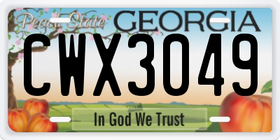 GA license plate CWX3049
