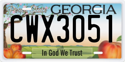 GA license plate CWX3051