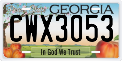 GA license plate CWX3053