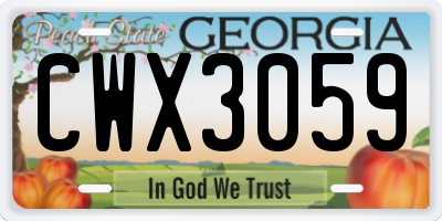 GA license plate CWX3059