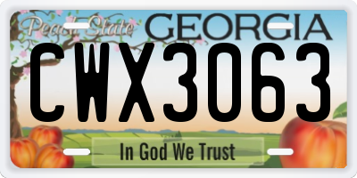 GA license plate CWX3063