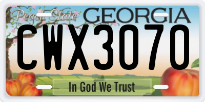 GA license plate CWX3070