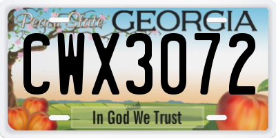 GA license plate CWX3072